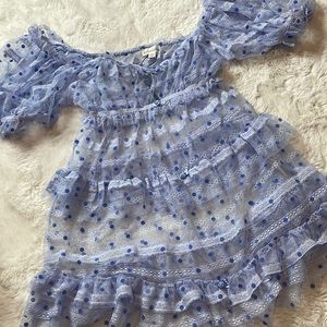 For love & Lemons Harper Sheer Polka Dot Dress - SIZE: XXS